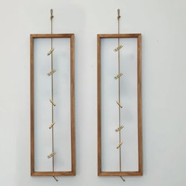 Hanah Home Raf287 Estantería de Pared de Madera Maciza con 10 Mini Pinzas